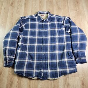 Wrangler Premium Mens Size XL Sherpa Fleece Lined Flannel Plaid Jacket‎ Shirt